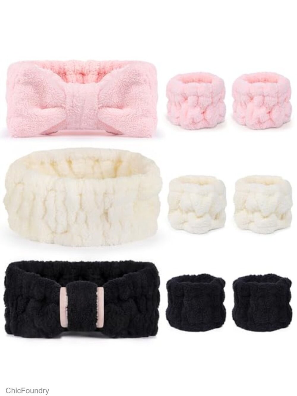 Spa Headband & Wristband Set for Face Washing, Makeup, Yoga